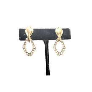 RARE Vintage Crown Trifari Rhinestone Dangle Brass Plated Earrings Multi-Style